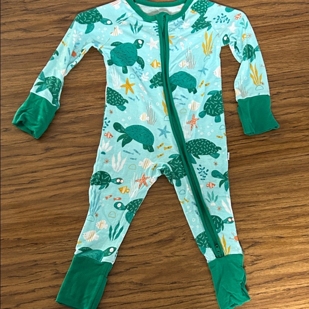 Little Sleepies Green Turtle Print Kids One Piece
